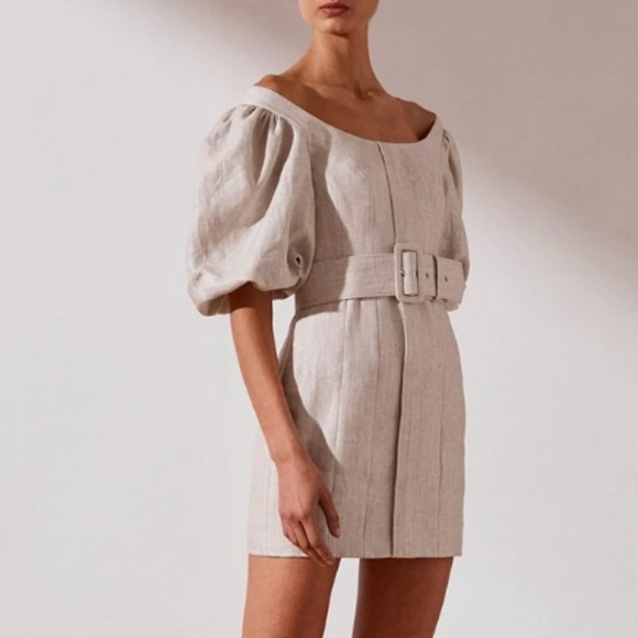 shona joy hamilton linen fitted mini dress